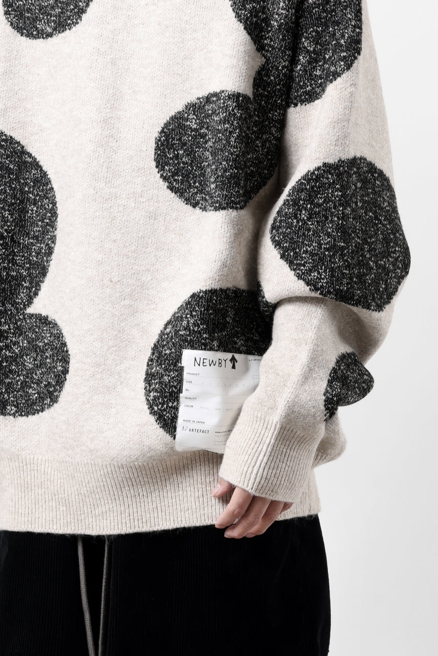 画像をギャラリービューアに読み込む, A.F ARTEFACT POLKA PATTERN KNIT TOPS (BEIGE x GREY)