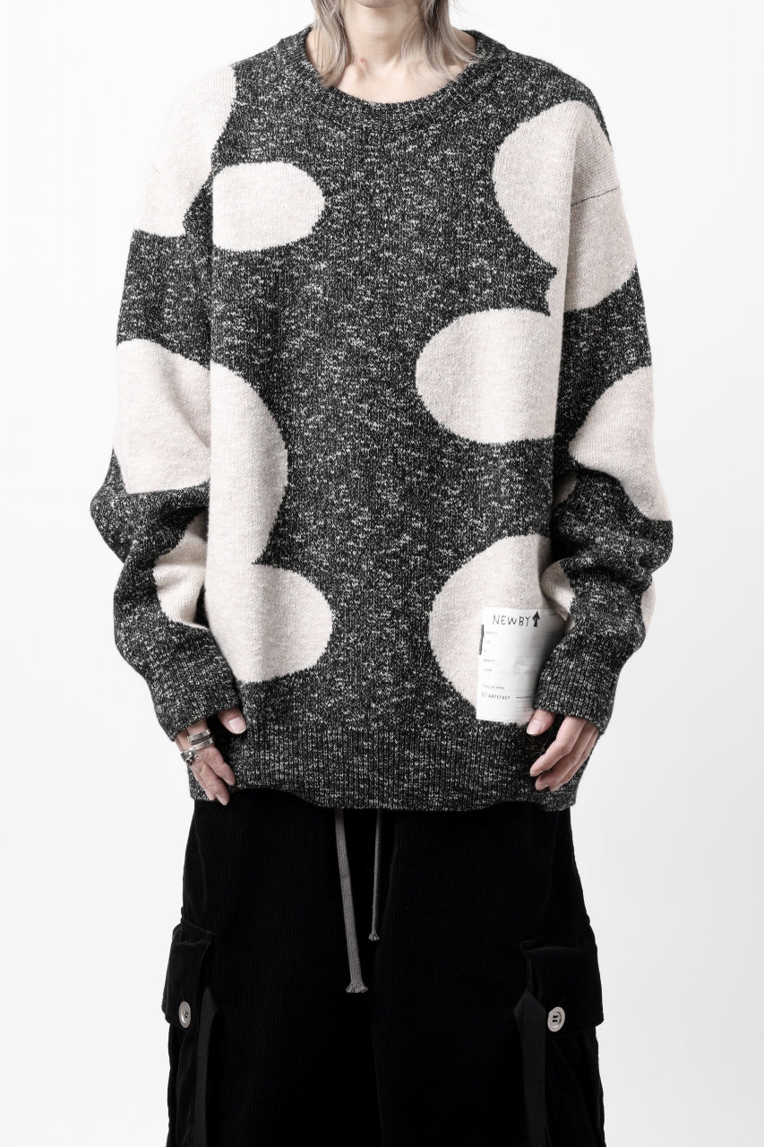 画像をギャラリービューアに読み込む, A.F ARTEFACT POLKA PATTERN KNIT TOPS (GREY x BEIGE)