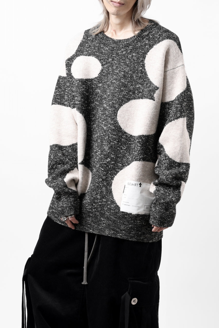 A.F ARTEFACT POLKA PATTERN KNIT TOPS (GREY x BEIGE)