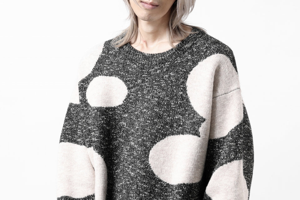 画像をギャラリービューアに読み込む, A.F ARTEFACT POLKA PATTERN KNIT TOPS (GREY x BEIGE)