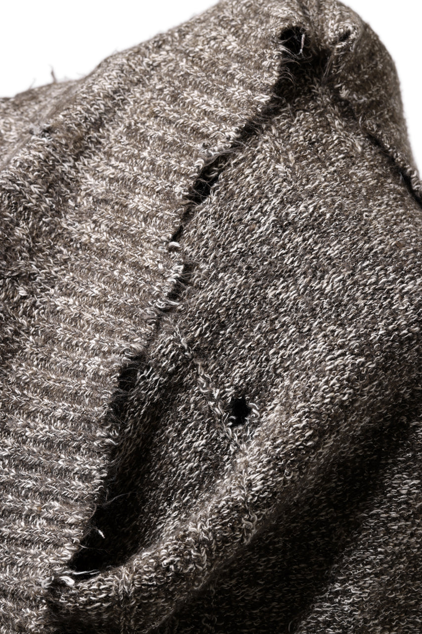 A.F ARTEFACT DAMAGED KNIT TOPS / MELANGE WOOL (BROWN MIX)