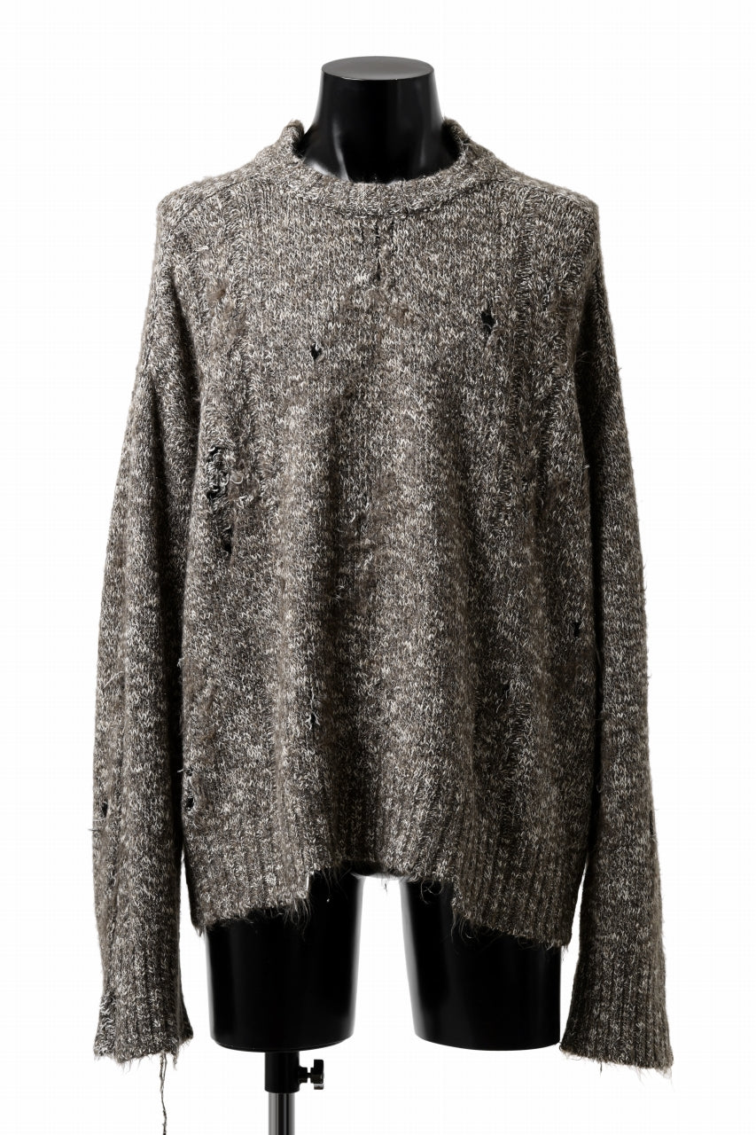 A.F ARTEFACT DAMAGED KNIT TOPS / MELANGE WOOL (BROWN MIX)