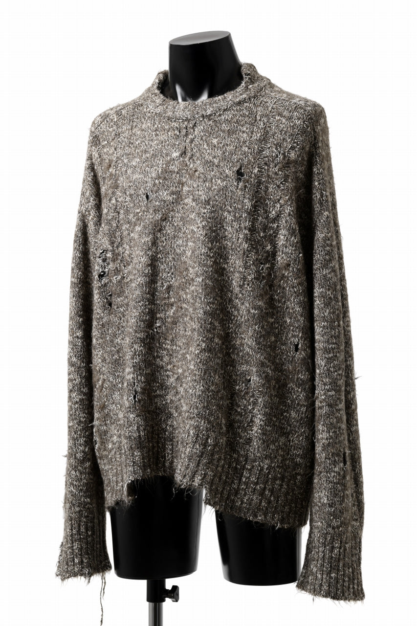 A.F ARTEFACT GRUNGE SWEATER / MELANGE WOOL (BROWN MIX)