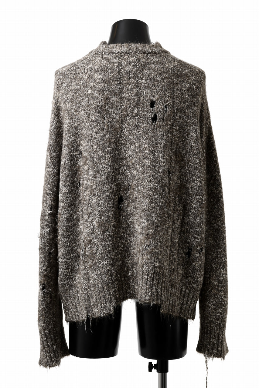 Load image into Gallery viewer, A.F ARTEFACT DAMAGED KNIT TOPS / MELANGE WOOL (BROWN MIX)