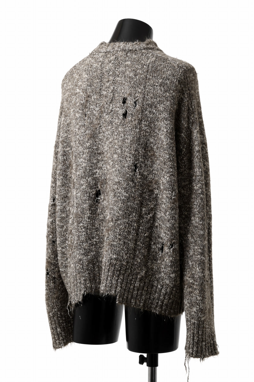 A.F ARTEFACT DAMAGED KNIT TOPS / MELANGE WOOL (BROWN MIX)