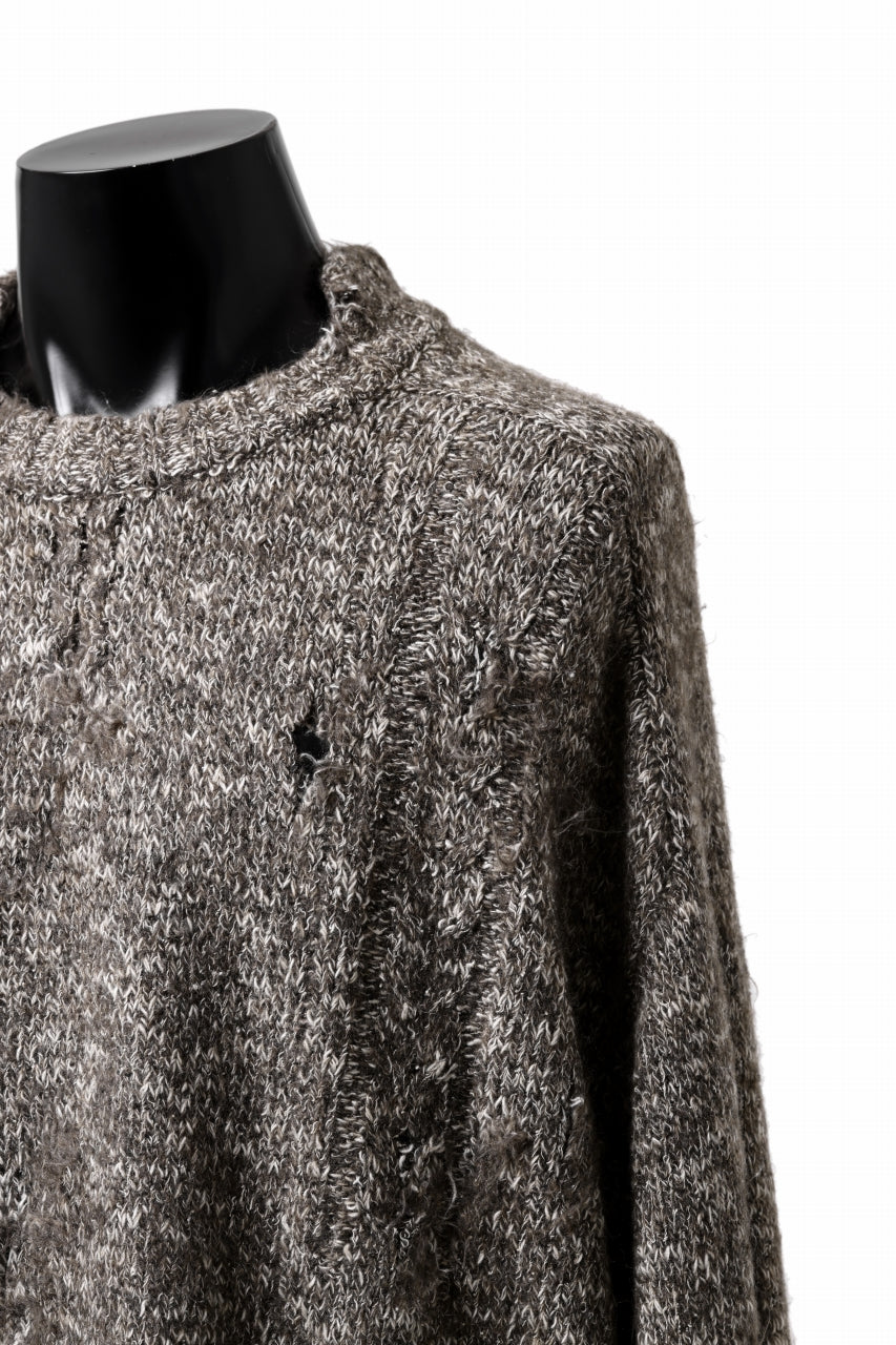 A.F ARTEFACT DAMAGED KNIT TOPS / MELANGE WOOL (BROWN MIX)