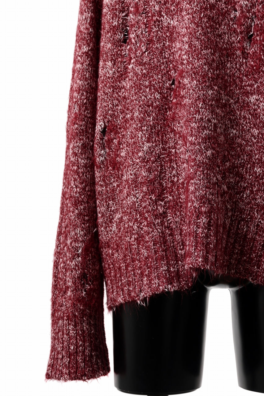 A.F ARTEFACT GRUNGE SWEATER / MELANGE WOOL (RED MIX)