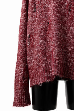 Load image into Gallery viewer, A.F ARTEFACT DAMAGED KNIT TOPS / MELANGE WOOL (RED MIX)