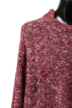 Load image into Gallery viewer, A.F ARTEFACT DAMAGED KNIT TOPS / MELANGE WOOL (RED MIX)