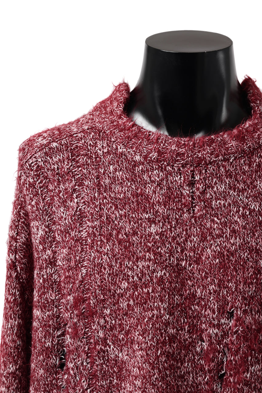 A.F ARTEFACT GRUNGE SWEATER / MELANGE WOOL (RED MIX)