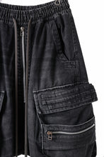 Load image into Gallery viewer, A.F ARTEFACT LOWCROTCH MILITARY WIDE SHORTS / FADED AGEING DENIM (BLACK)