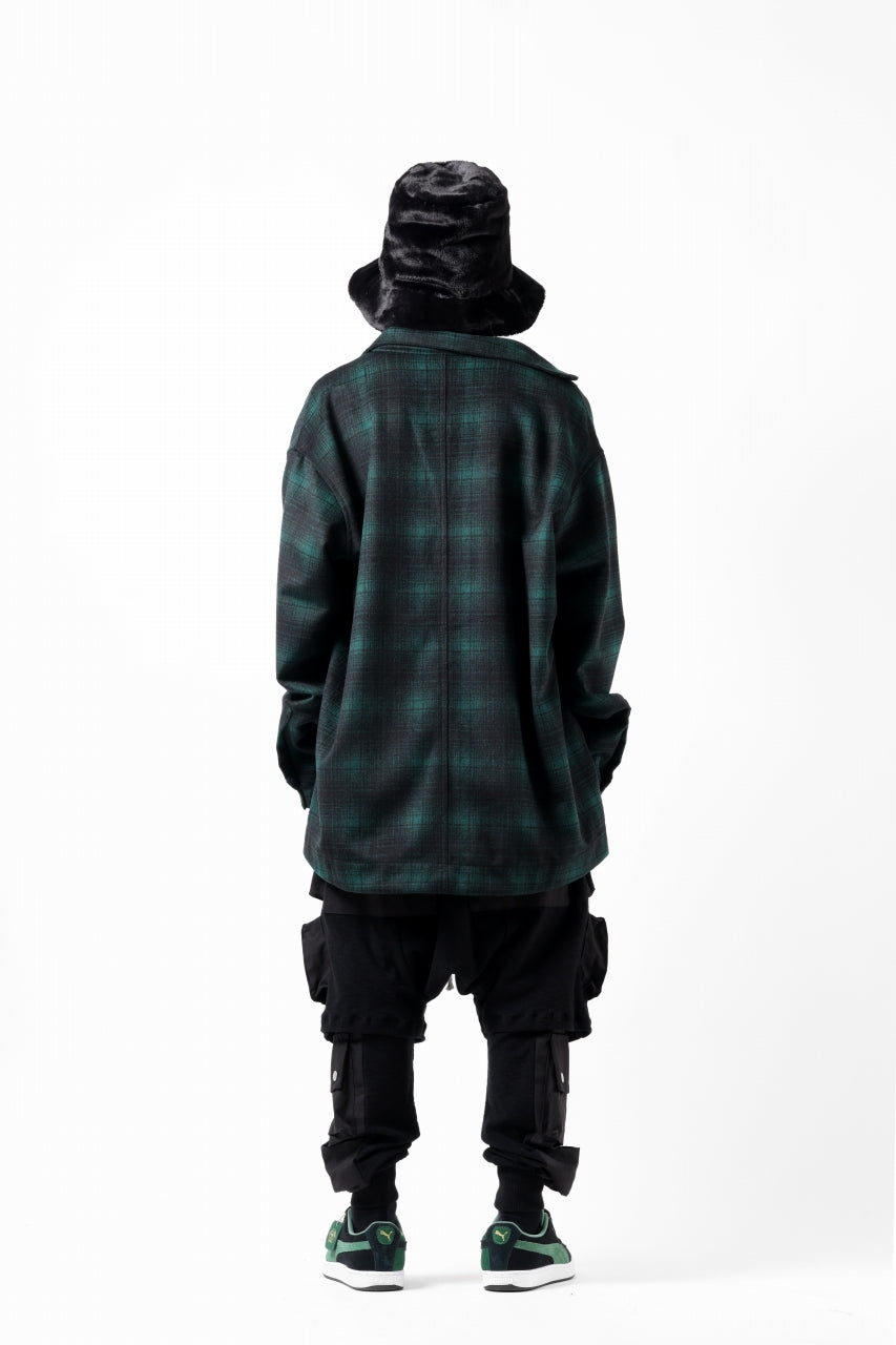 A.F ARTEFACT SNAPPED OVER SHIRT / OMBRE FLANNEL (BLACK x KHAKI)