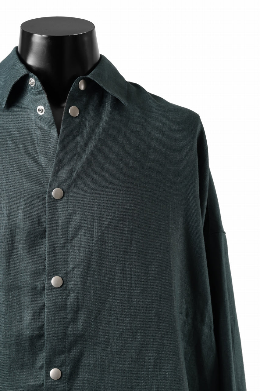 Load image into Gallery viewer, A.F ARTEFACT SNAPPED COCOON SHIRT / LINEN TWILL (GREEN)