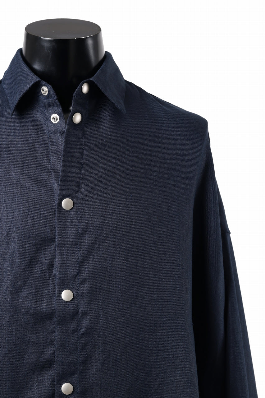 A.F ARTEFACT SNAPPED COCOON SHIRT / LINEN TWILL (NAVY)