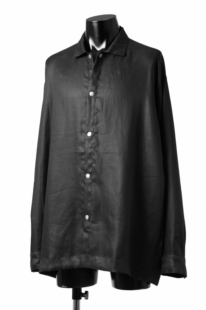 Load image into Gallery viewer, A.F ARTEFACT SNAPPED OVER SHIRT / LINEN TWILL (BLACK)