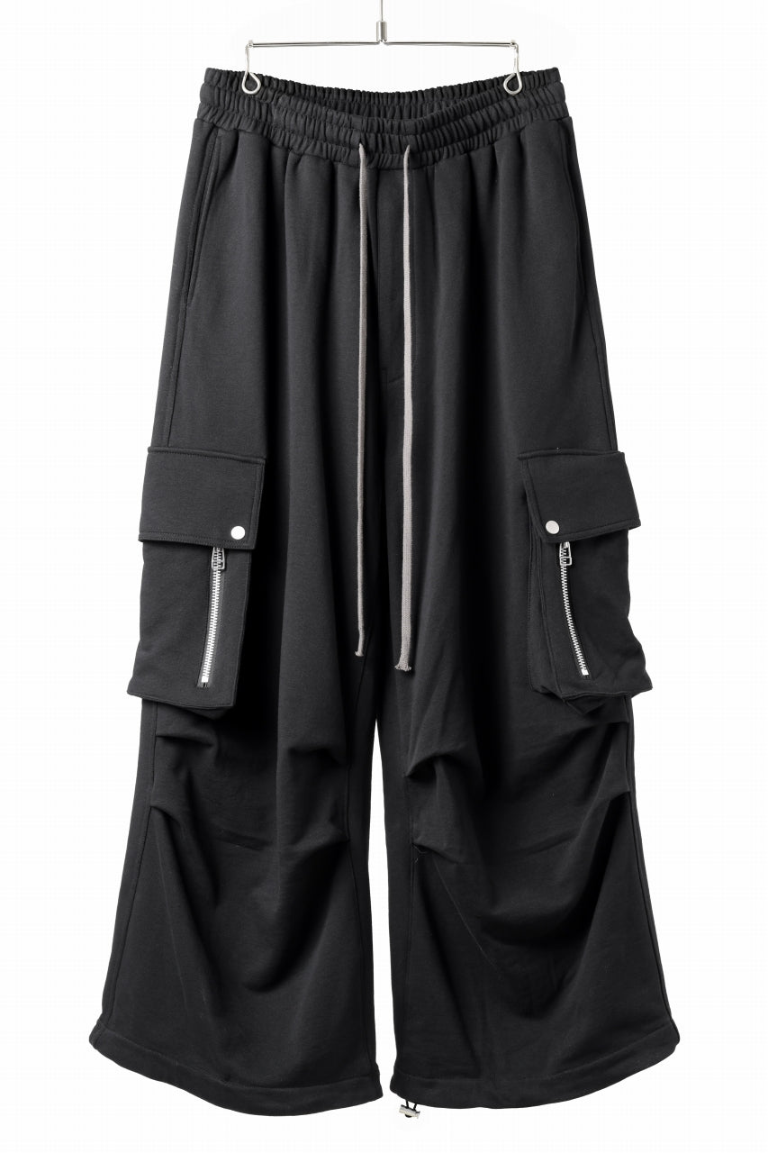 Load image into Gallery viewer, A.F ARTEFACT EXTREME WIDE CARGO PANTS / COTTON-TERRY (BLACK)