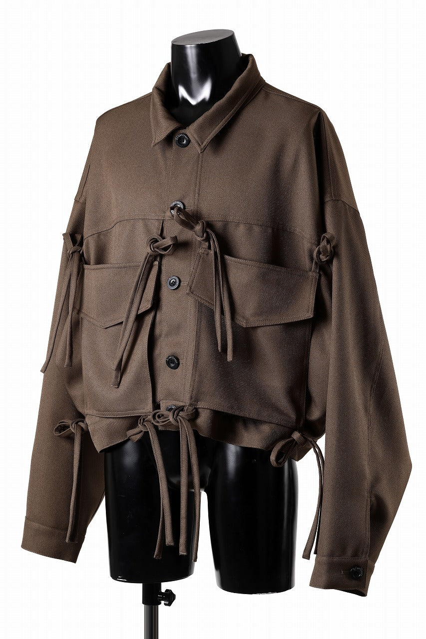 A.F ARTEFACT KNOTTING DETAIL TWILL BLOUSON (BROWN)