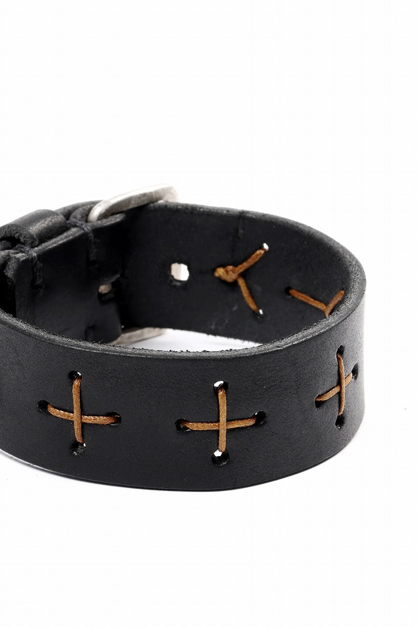 Load image into Gallery viewer, m.a+ cross stitched med wrist band / A-F8E1 GR 3,0 (BLACK)