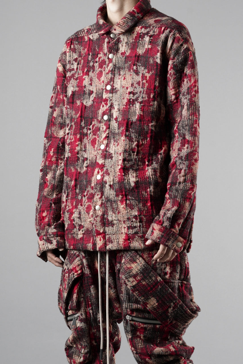 A.F ARTEFACT SNAPPED SHIRT / JACQUARD ABSTRACT PATTERN (RED)