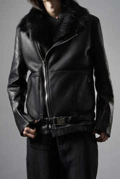 Load image into Gallery viewer, ierib exclusive Double Breasted Riders Jacket / Toscana Shearling Mouton + Horse Leather (BLACK)