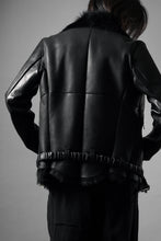 Load image into Gallery viewer, ierib exclusive Double Breasted Riders Jacket / Toscana Shearling Mouton + Horse Leather (BLACK)