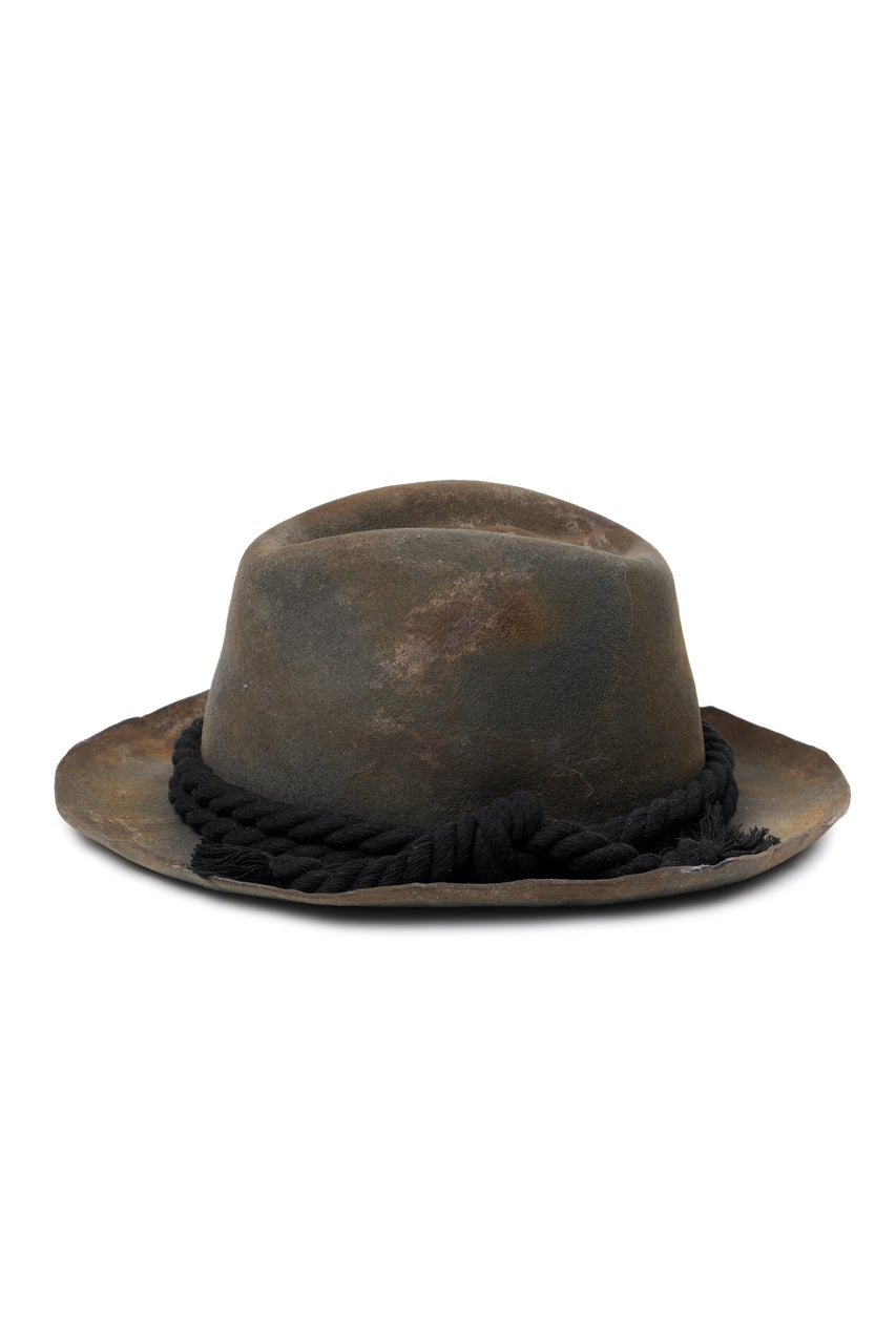 Load image into Gallery viewer, ierib × triangles hat "BURNED FEDORA" / WOOL FELT (GREIGE)
