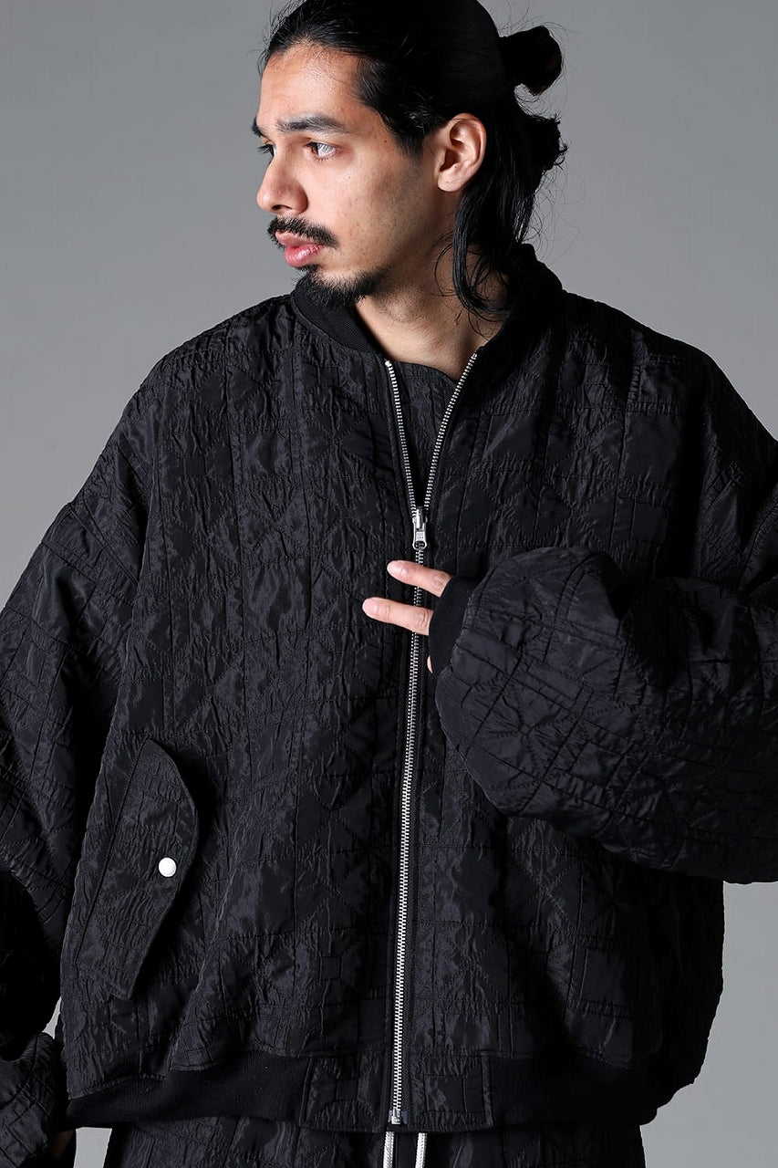 画像をギャラリービューアに読み込む, A.F ARTEFACT REVERSIBLE TEDDY BOMBER JACKET / DECORATIVE LATTICE PATTERN (BLACK)