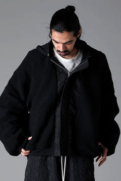 画像をギャラリービューアに読み込む, A.F ARTEFACT REVERSIBLE TEDDY BOMBER JACKET / DECORATIVE LATTICE PATTERN (BLACK)