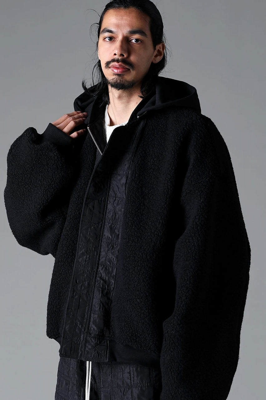 画像をギャラリービューアに読み込む, A.F ARTEFACT REVERSIBLE TEDDY BOMBER JACKET / DECORATIVE LATTICE PATTERN (BLACK)