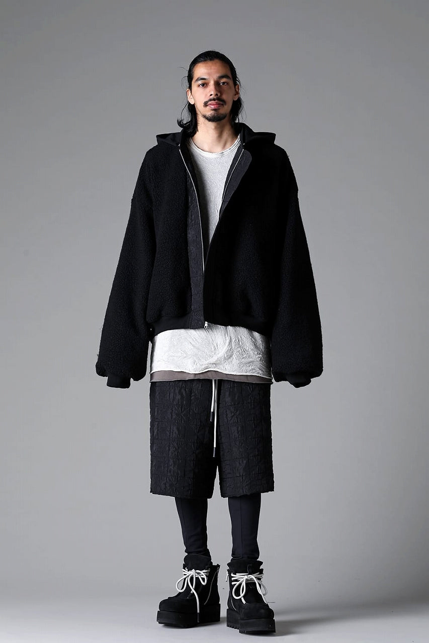 画像をギャラリービューアに読み込む, A.F ARTEFACT REVERSIBLE TEDDY BOMBER JACKET / DECORATIVE LATTICE PATTERN (BLACK)