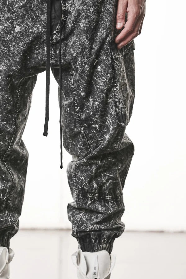画像をギャラリービューアに読み込む, thom/krom CARGO JOGGER TROUSERS / DYED ORGANIC COTTON (BLACK MARBLE)