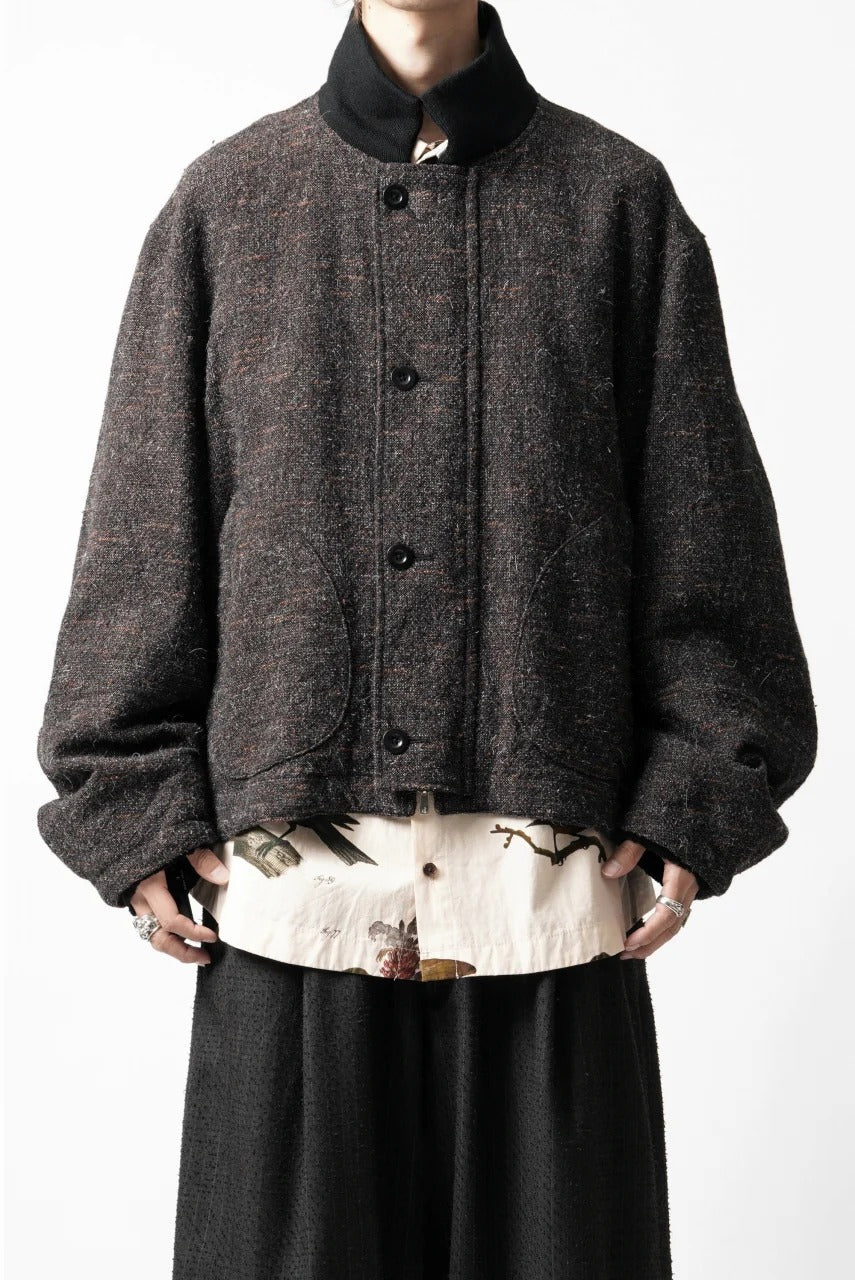 Load image into Gallery viewer, KLASICA VOLUME SLEEVE TANKERS BLOUSON / REGENERATED KEMP MIXED TWEED (MIX BROWN)