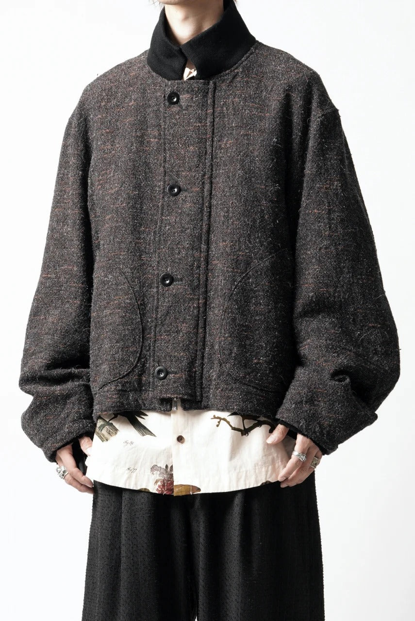 Load image into Gallery viewer, KLASICA VOLUME SLEEVE TANKERS BLOUSON / REGENERATED KEMP MIXED TWEED (MIX BROWN)