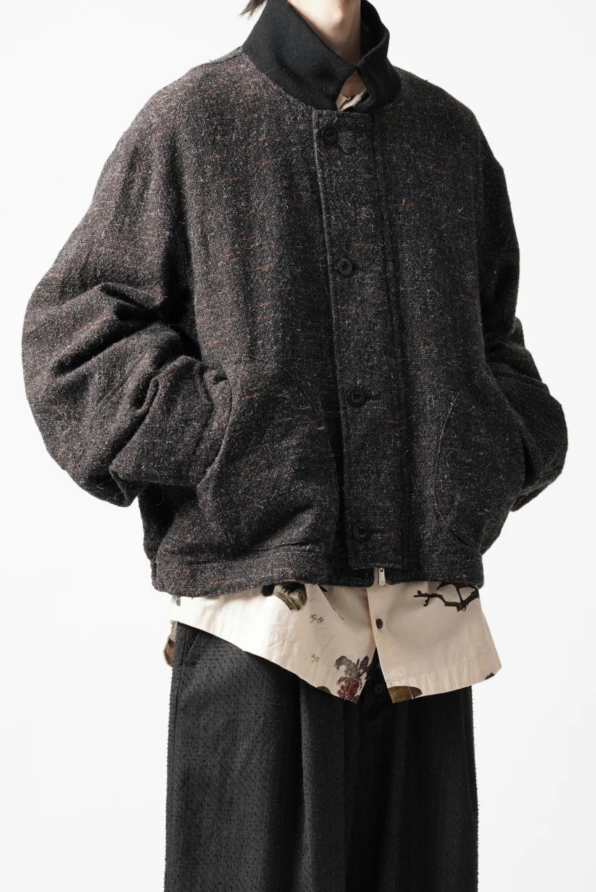 Load image into Gallery viewer, KLASICA VOLUME SLEEVE TANKERS BLOUSON / REGENERATED KEMP MIXED TWEED (MIX BROWN)