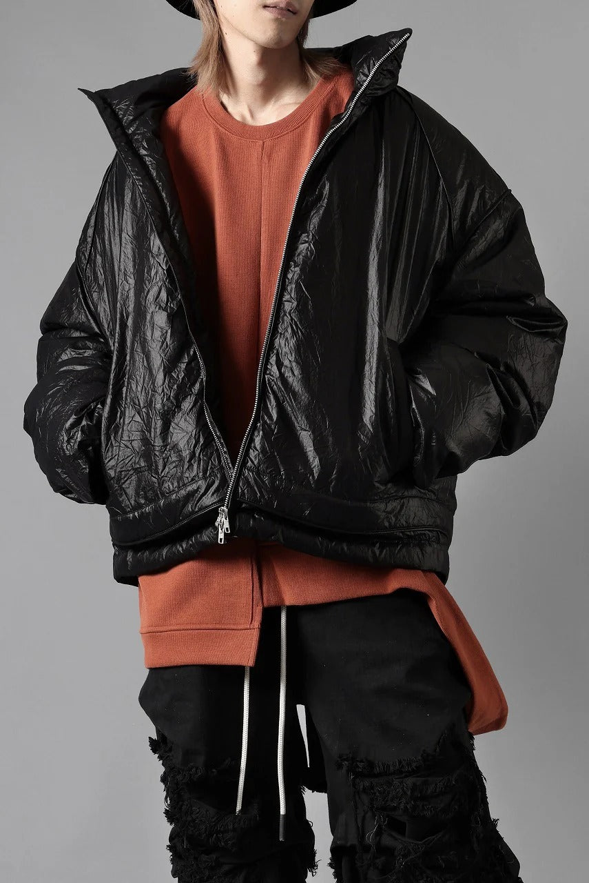 画像をギャラリービューアに読み込む, Juun.J Wrinkle Nylon Stand Collar Goose Down Blouson (BLACK)