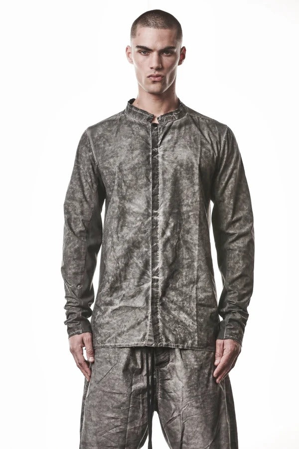 画像をギャラリービューアに読み込む, thom/krom STAND COLLAR SHIRT / DYED ORGANIC COTTON (VEGETAL BLACK)