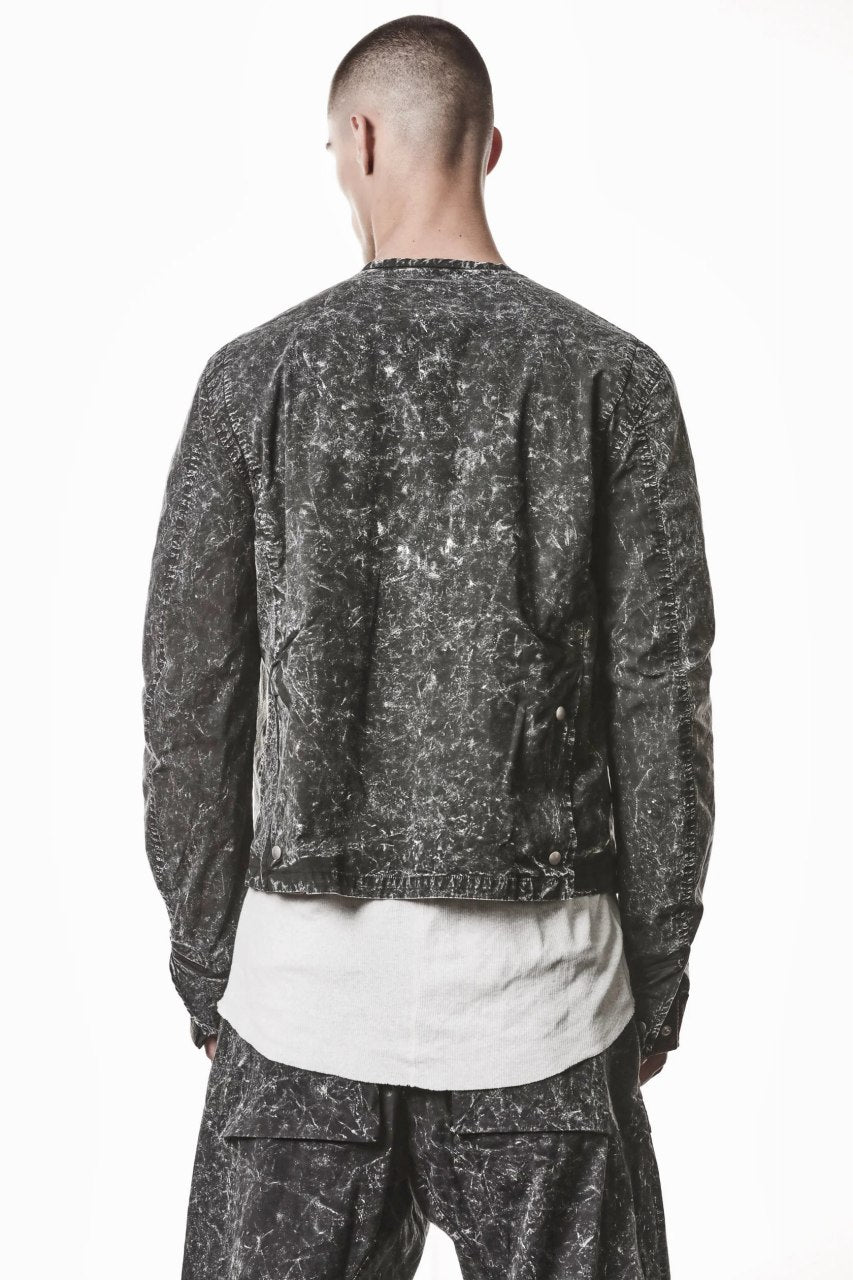 画像をギャラリービューアに読み込む, thom/krom COLLARLESS JACKET / DYED STRETCH COTTON (BLACK MARBLE)