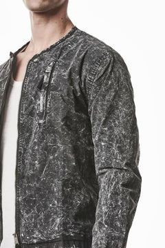 画像をギャラリービューアに読み込む, thom/krom COLLARLESS JACKET / DYED STRETCH COTTON (BLACK MARBLE)