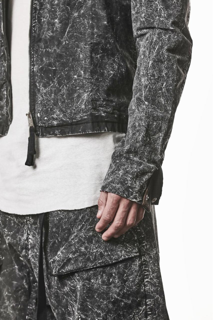 画像をギャラリービューアに読み込む, thom/krom COLLARLESS JACKET / DYED STRETCH COTTON (BLACK MARBLE)