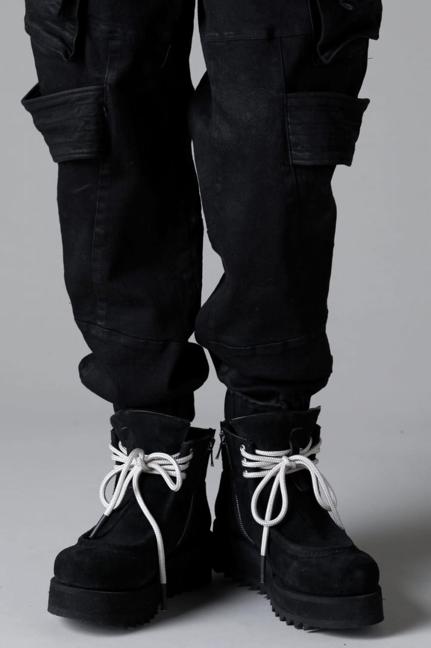 Load image into Gallery viewer, A.F ARTEFACT BELTED DETAIL JOGGER 2.0 / BRUSHED BACK COATING DENIM (BLACK)