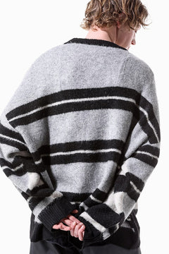 Load image into Gallery viewer, A.F ARTEFACT BORSERS COMBI KNIT CARDIGAN (BLACK x IVORY x GREY)