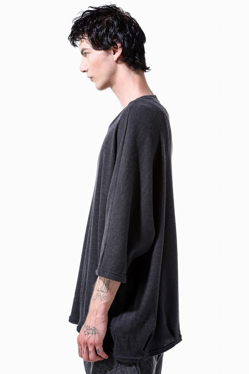 A.F ARTEFACT DOLMAN LOOSEY T-SHIRT  / WAFFLE KNIT JERSEY (CHARCOAL)