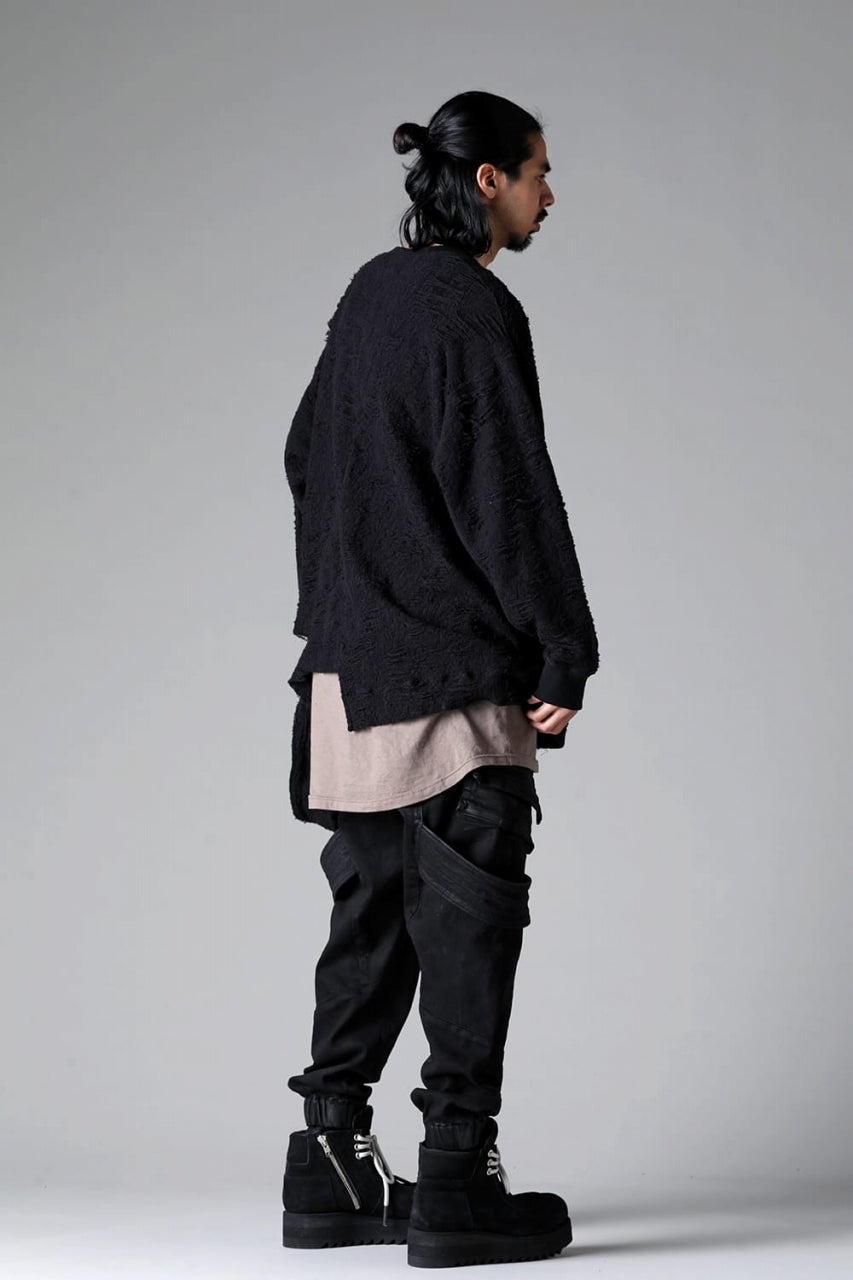 A.F ARTEFACT BELTED DETAIL JOGGER 2.0 / BRUSHED BACK COATING DENIM (BLACK)