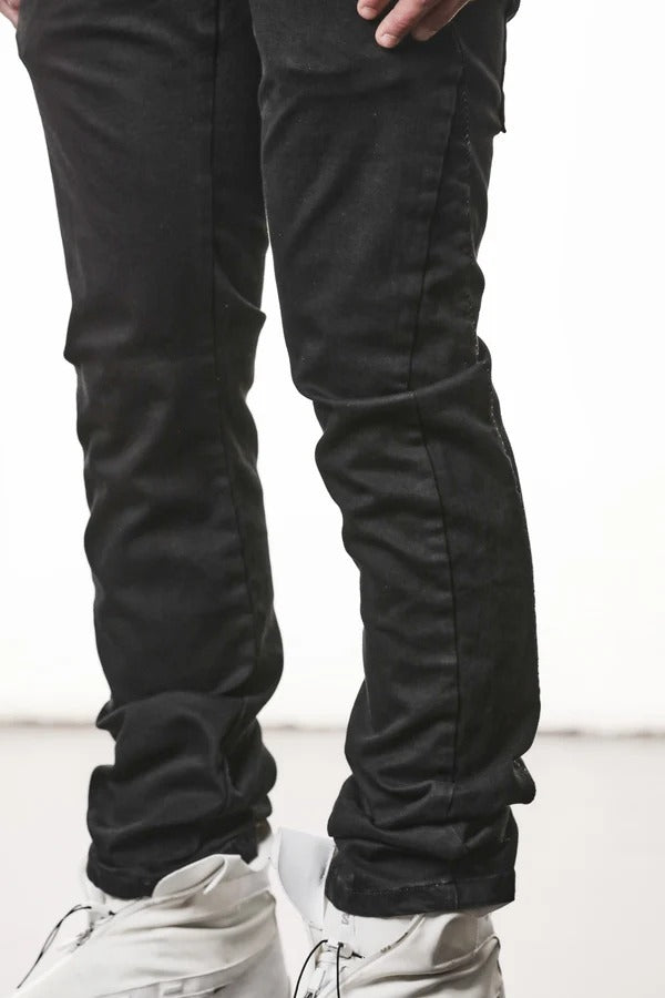 Load image into Gallery viewer, thom/krom SLIM FIT DENIM TROUSERS / SCAR STITCHED (BLACK)