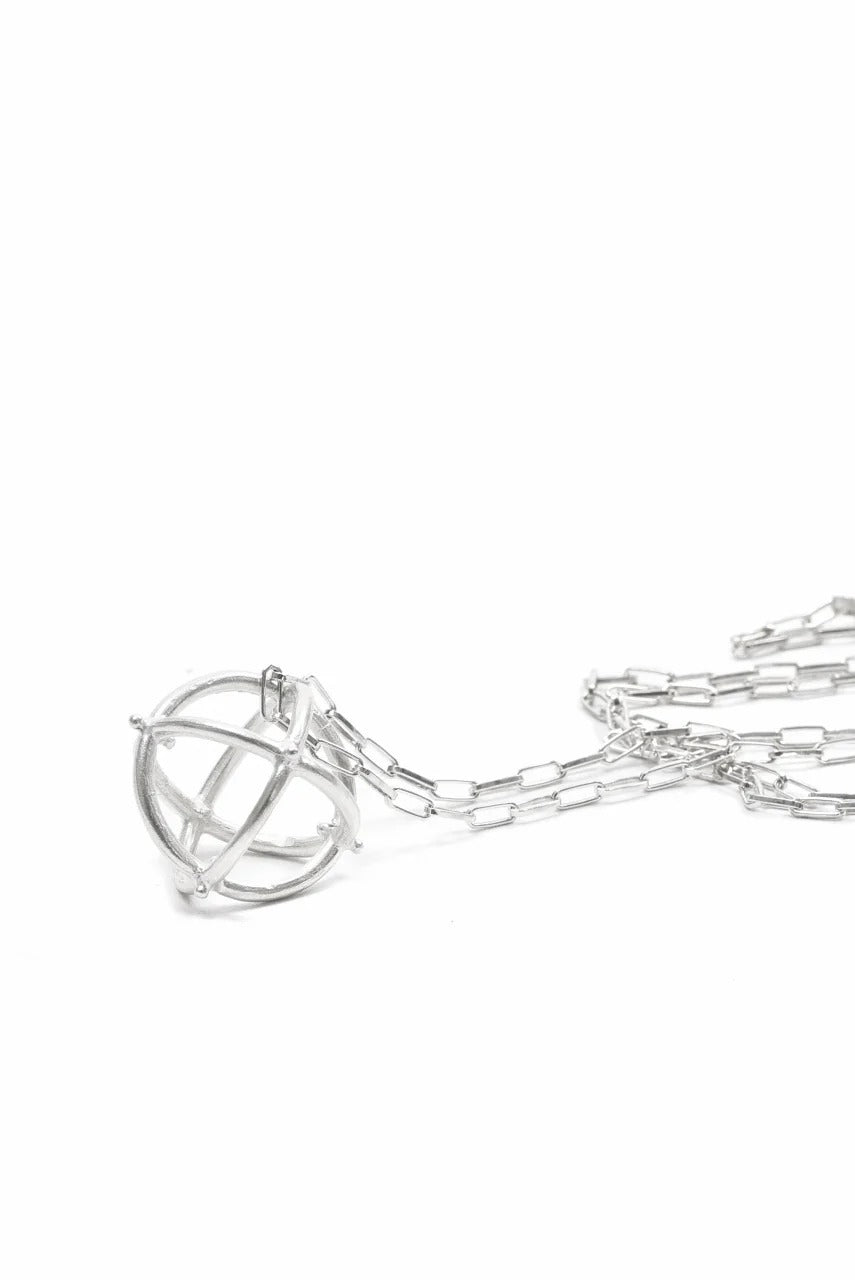 m.a+ large + globe necklace with silver chain / AD41 / AG (SILVER)