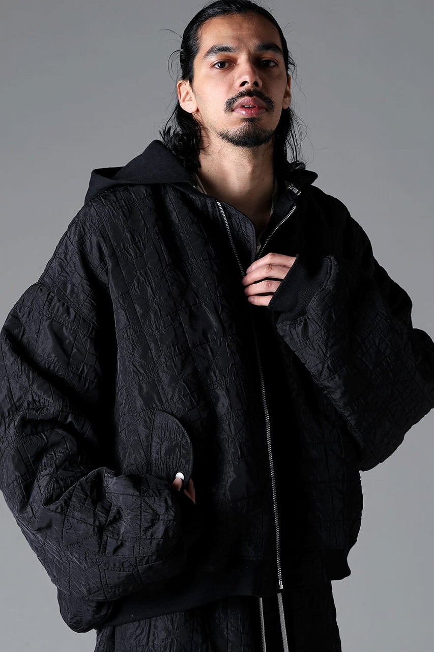 画像をギャラリービューアに読み込む, A.F ARTEFACT REVERSIBLE TEDDY BOMBER JACKET / DECORATIVE LATTICE PATTERN (BLACK)