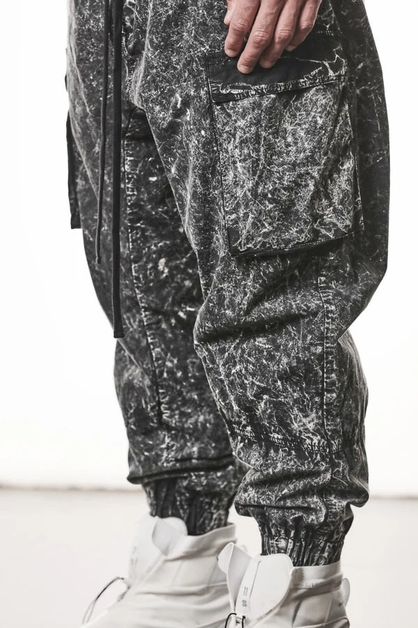 画像をギャラリービューアに読み込む, thom/krom CARGO JOGGER TROUSERS / DYED ORGANIC COTTON (BLACK MARBLE)