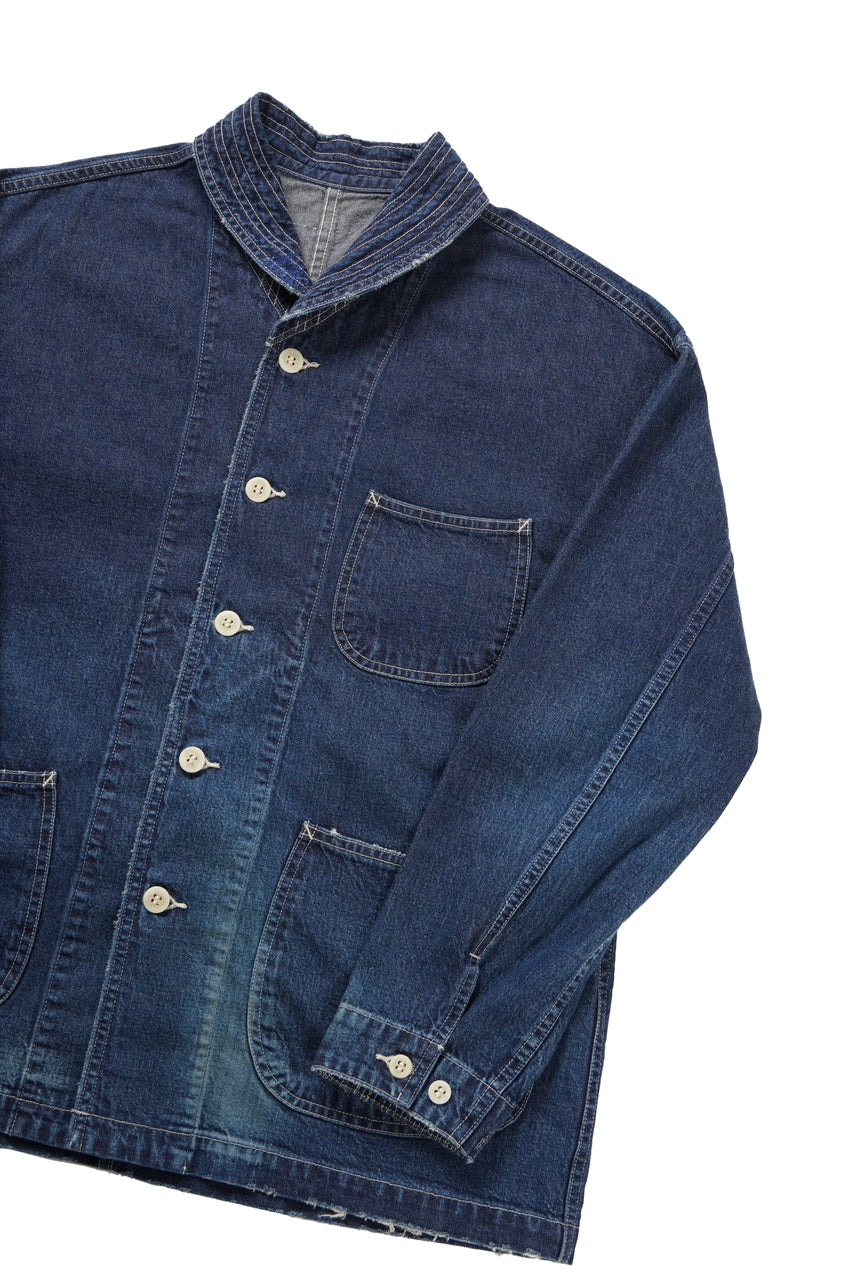 画像をギャラリービューアに読み込む, MADNESS NV. SHAWL COLLAR DENIM COVERALL (INDIGO)