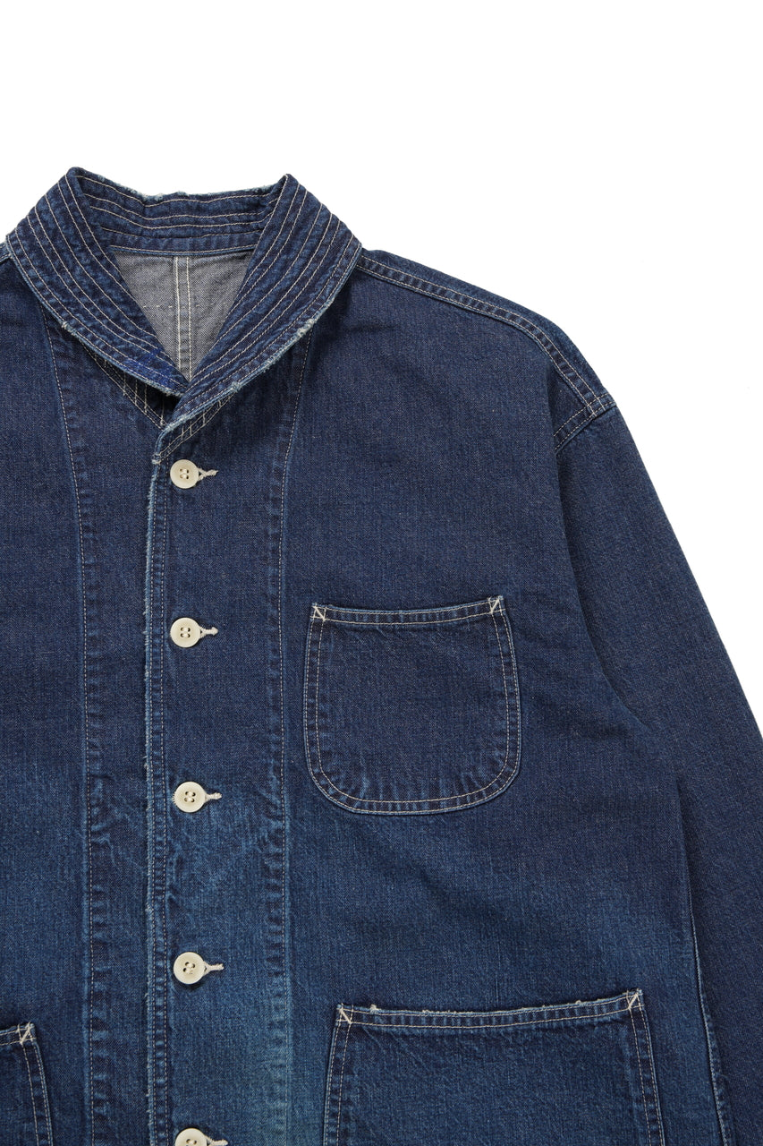 画像をギャラリービューアに読み込む, MADNESS NV. SHAWL COLLAR DENIM COVERALL (INDIGO)