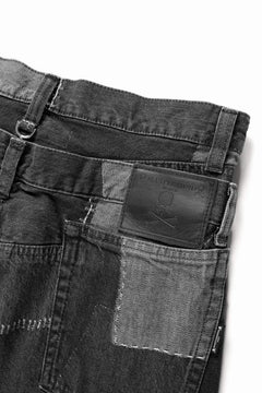 Load image into Gallery viewer, MASTERMIND WORLD PATCHWORK JACQUARD STRAIGHT DENIM PANTS (BLACK)